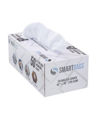 SmartRags XL Microfiber Cleaning Cloths Box of 50, 35 Grams, 16x16, Reusable Multi-Purpose