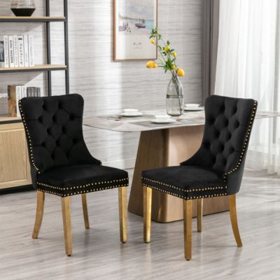 Contemporary Velvet Dining Chairs, Set of 2