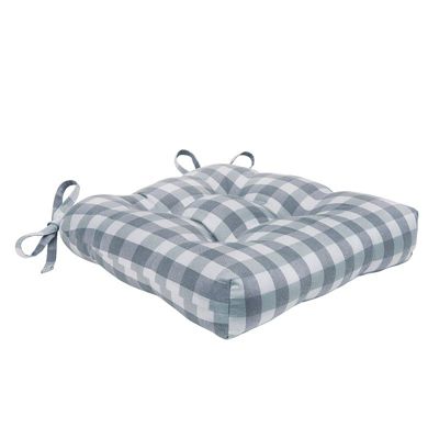 Country Living Gingham Plaid Checkered Country Farmhouse Chair Cushion Pads - 2 Piece