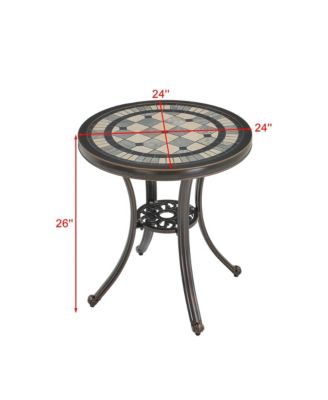 Patio Table Round Outdoor Dinging Coffee Table with Umbrella Hole