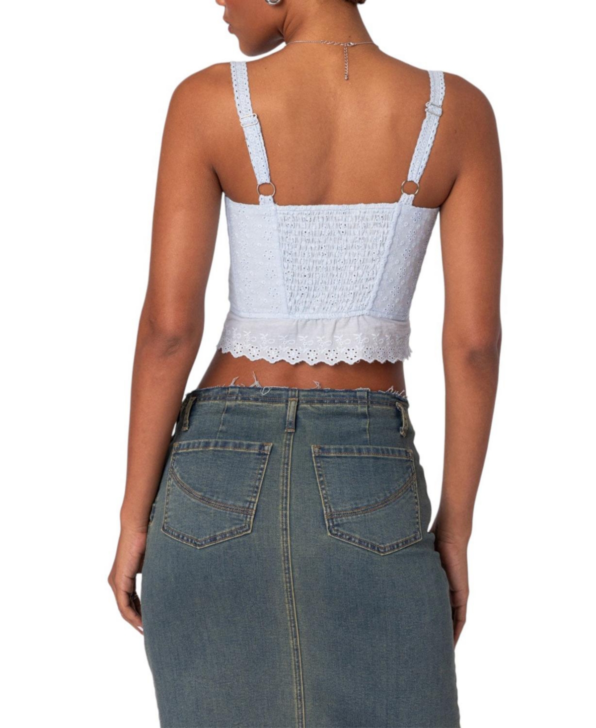 Edikted Women's Asteria Eyelet Corset - Light-blue