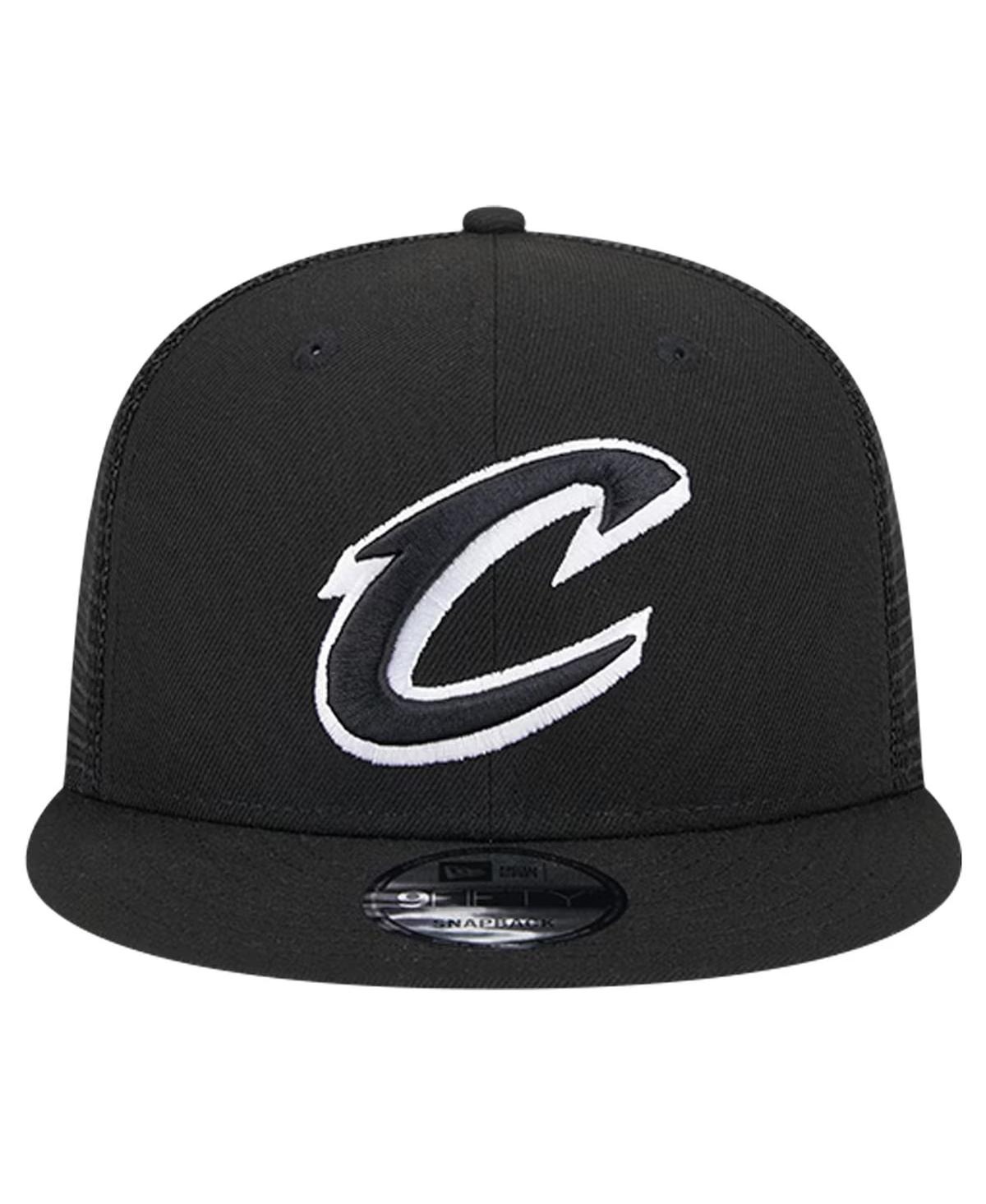 Shop New Era Men's Black Cleveland Cavaliers Evergreen 9fifty Trucker Snapback Hat In Black,black