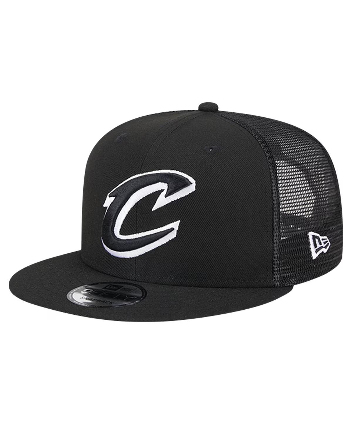 Shop New Era Men's Black Cleveland Cavaliers Evergreen 9fifty Trucker Snapback Hat In Black,black