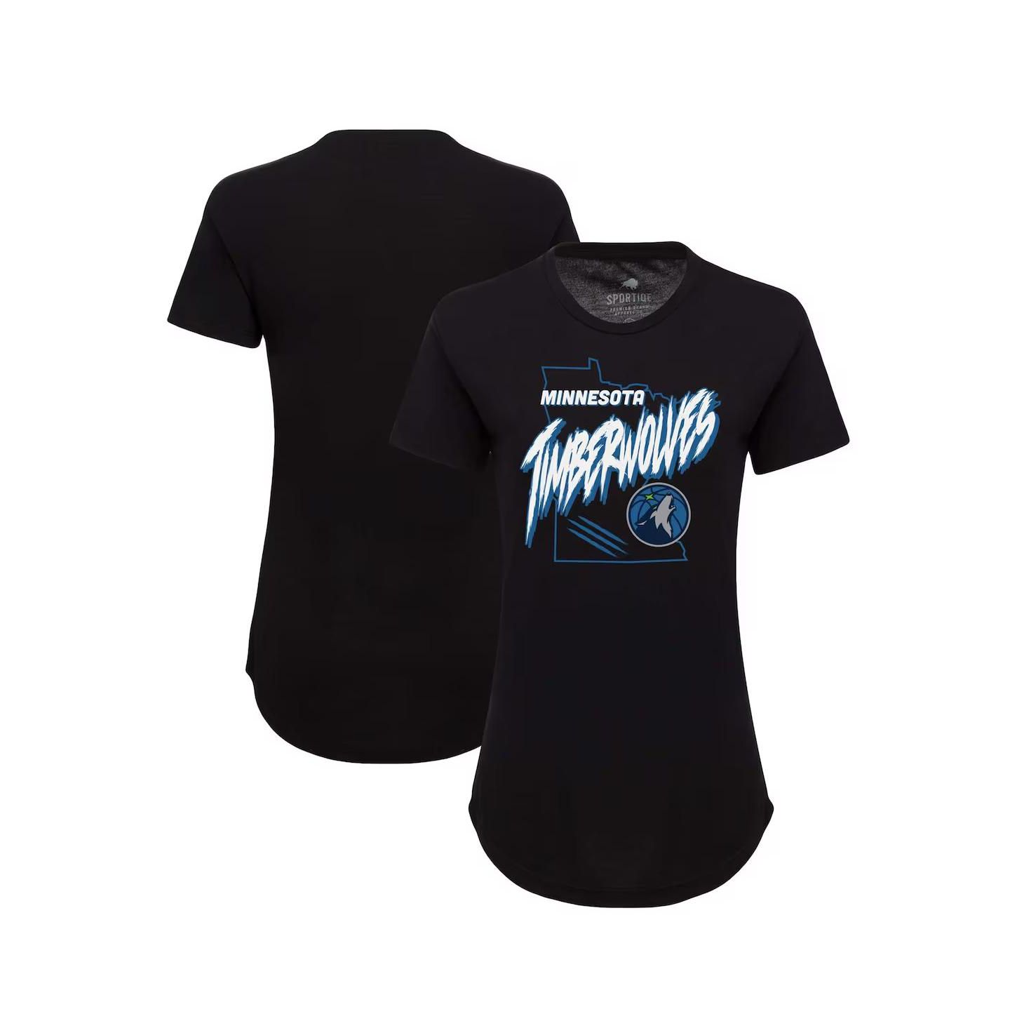 Женская футболка Sportiqe Black Minnesota Timberwolves Phoebe Super Soft Tri-Blend — фото 1