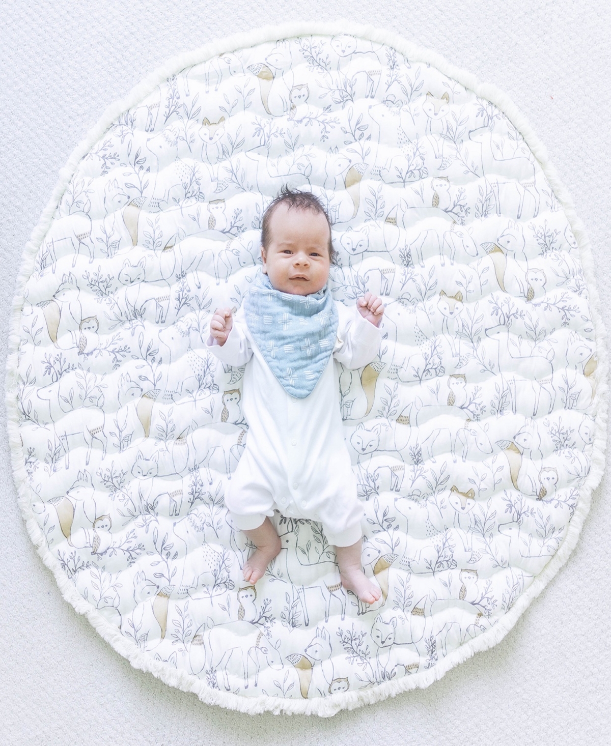Shop Crane Baby Baby Boys Or Baby Girls Ezra Quilted Playmat Woodland In Copper,white