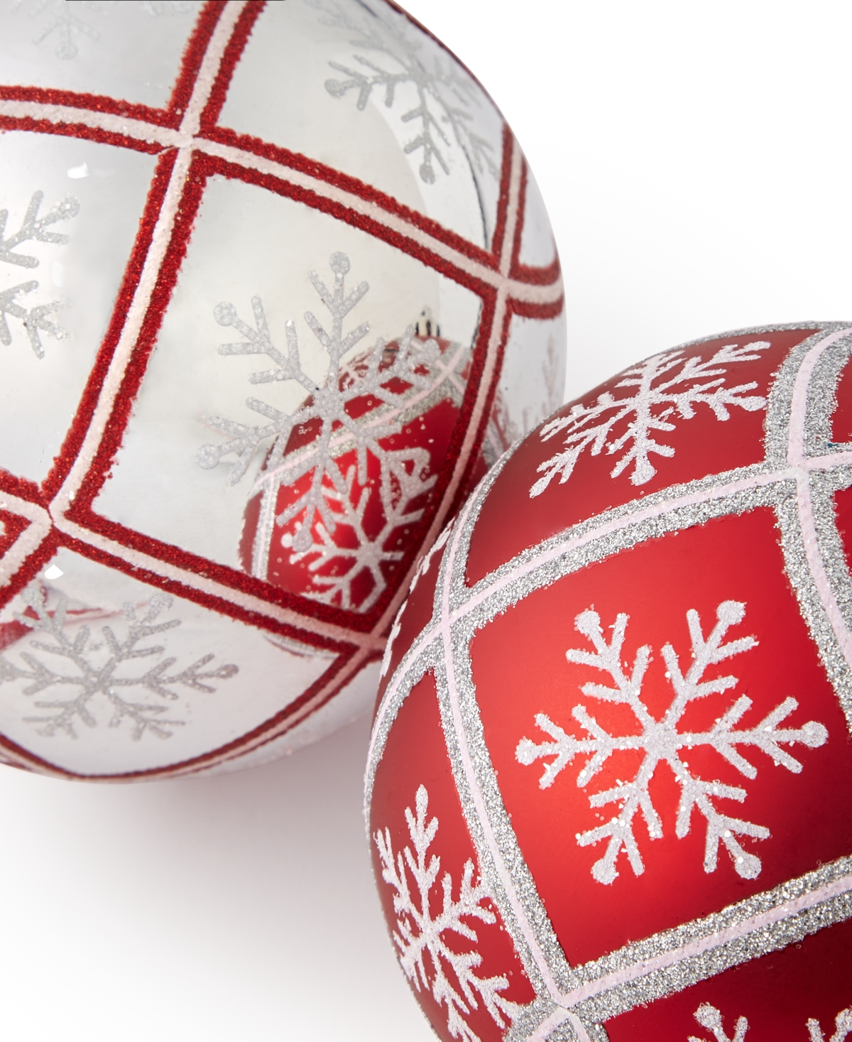 Holiday Lane Christmas Cheer 6-Pc. Red and Silver Set of Ball Ornaments with a Decorated Finish, Created for Macy's