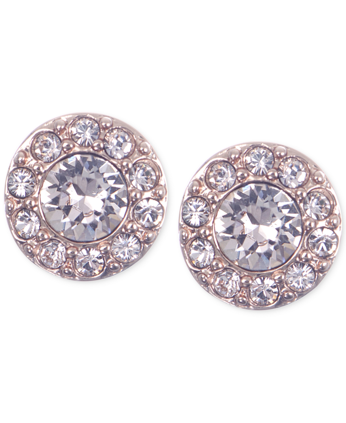 Small Crystal Pave Stud Earrings - Rose Gold