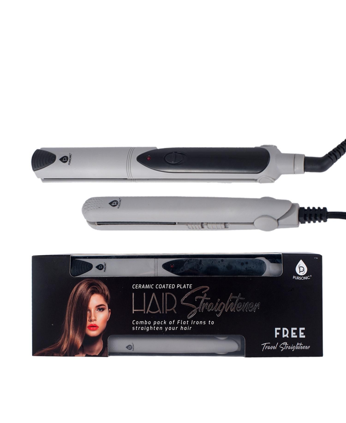 Pursonic Professional Salon Quality Flat Iron Hair Straightener With A Free Travel Straightener