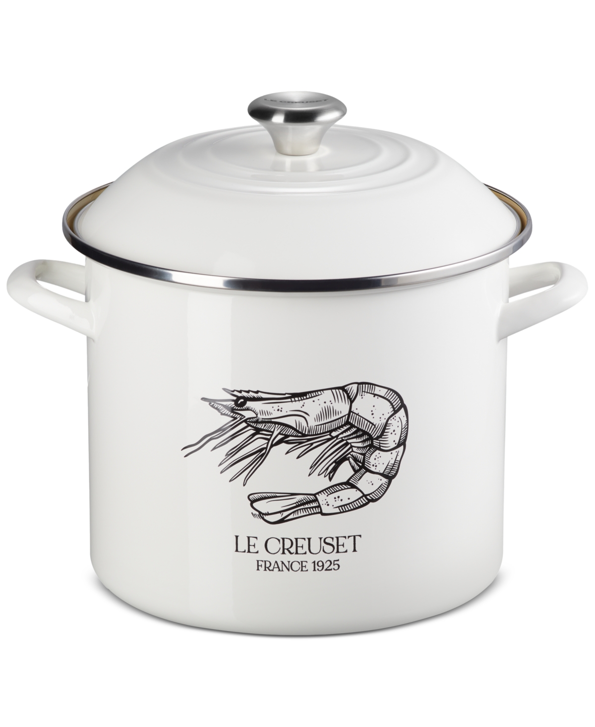 Le Creuset Enamel-on-steel 10-qt. Covered Shrimp Seafood Stockpot In White