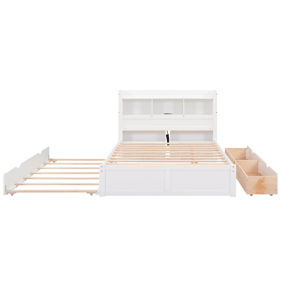 Streamdale Furniture Full Size Storage Platform Bed With Pull Out Shelves, Size Trundle And 2 Drawers, Espresso