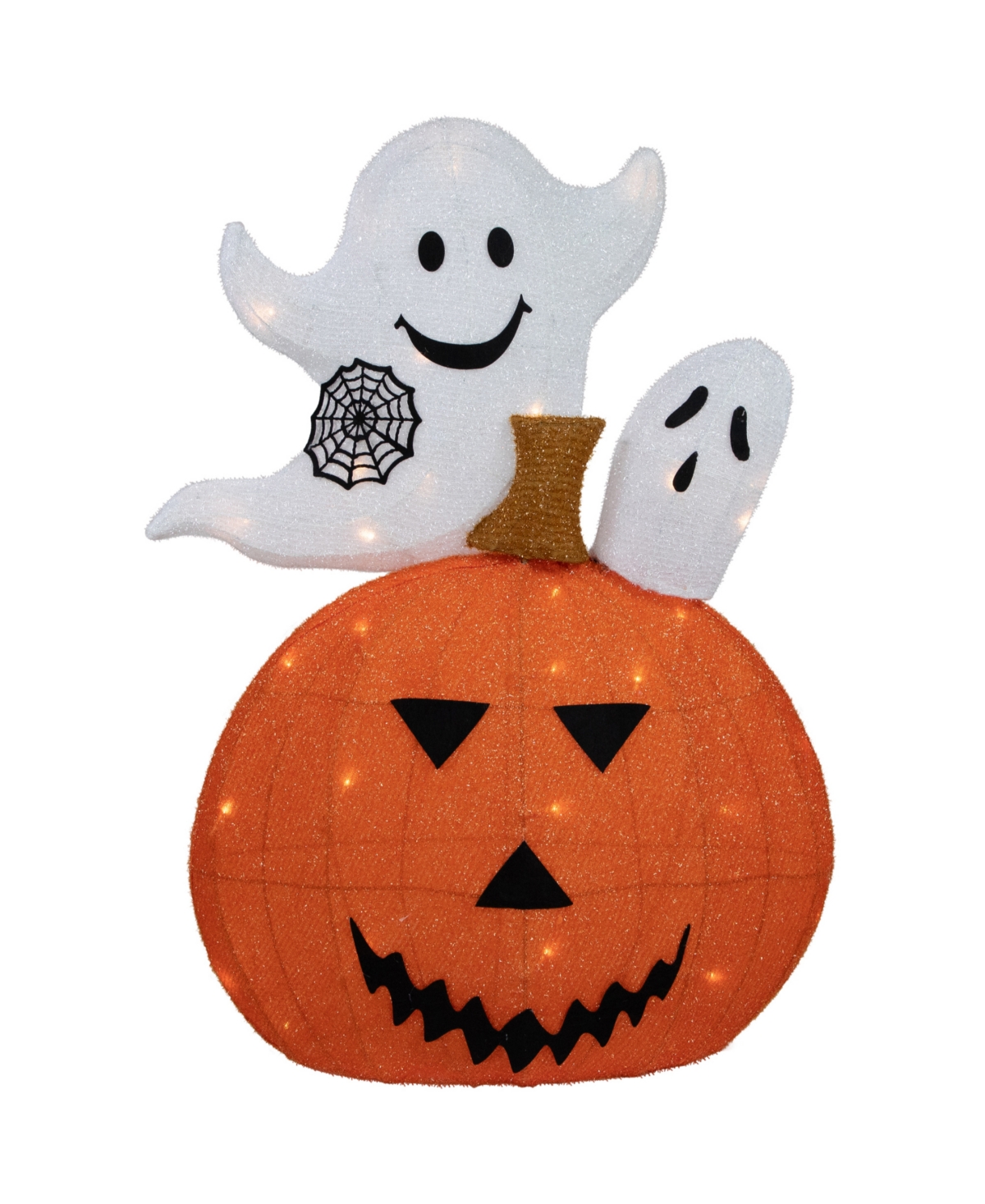 27.5" Led Lighted Battery Operated Jack-o-Lantern and Ghosts Halloween Decoration - Orange