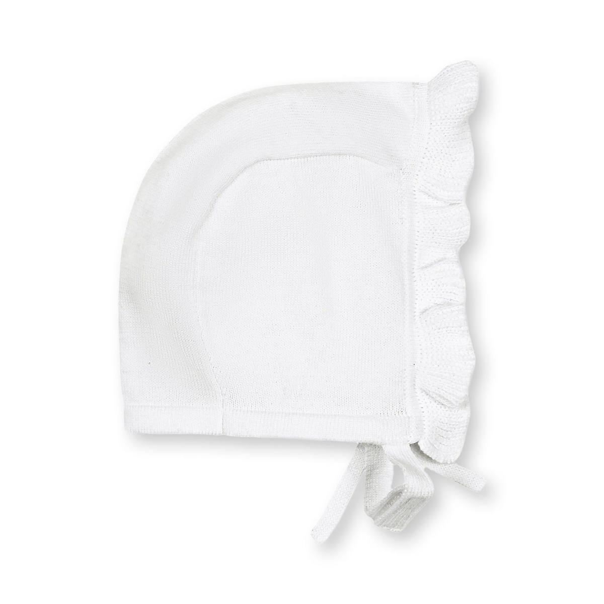 Hope & Henry Baby Girls Layette Baby Organic Sleeveless Ruffle Sweater Romper and Bonnet 2-Piece Set - White with pale blue