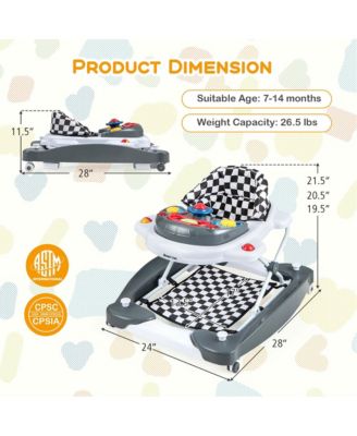 Baby 6 in 1 Walker Adjustable Walker & Activity Center with Music Tray