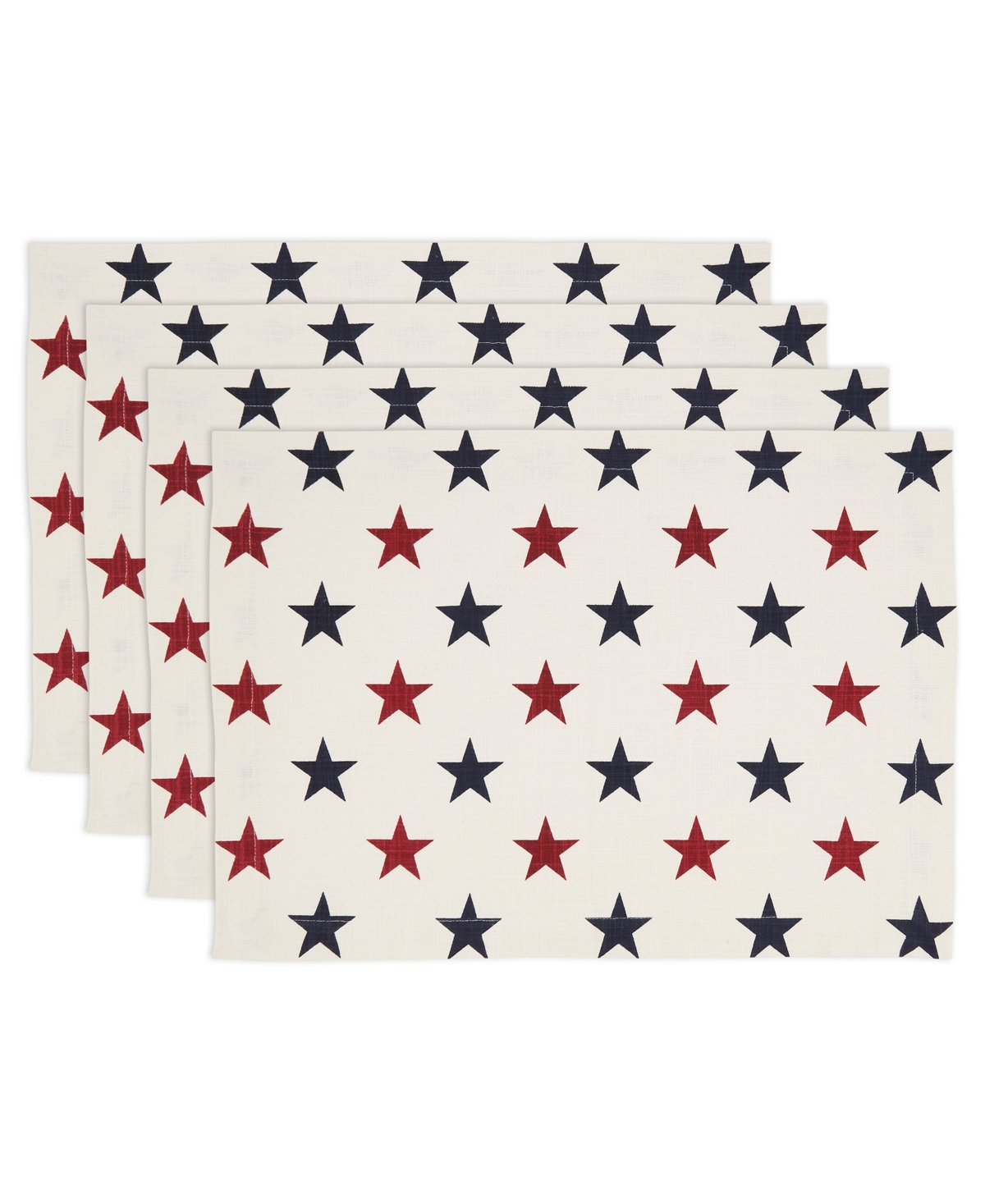 Saro Lifestyle Americana Stars Placemat Set Of 4, 14"x20" In Red,white,blue