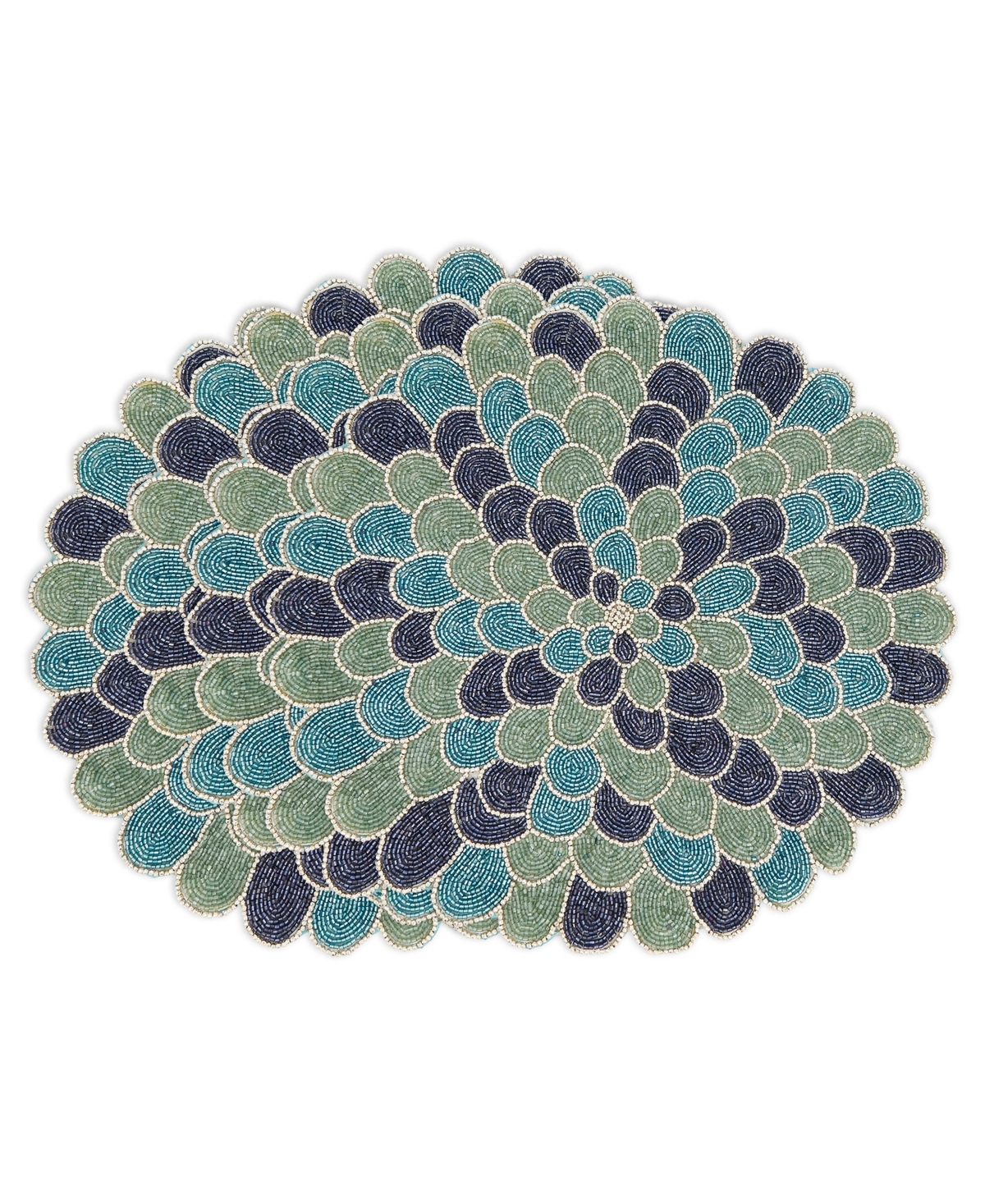 Saro Lifestyle Peacock Glamour Beaded Placemat Set Of 4,14"x14" In Blue