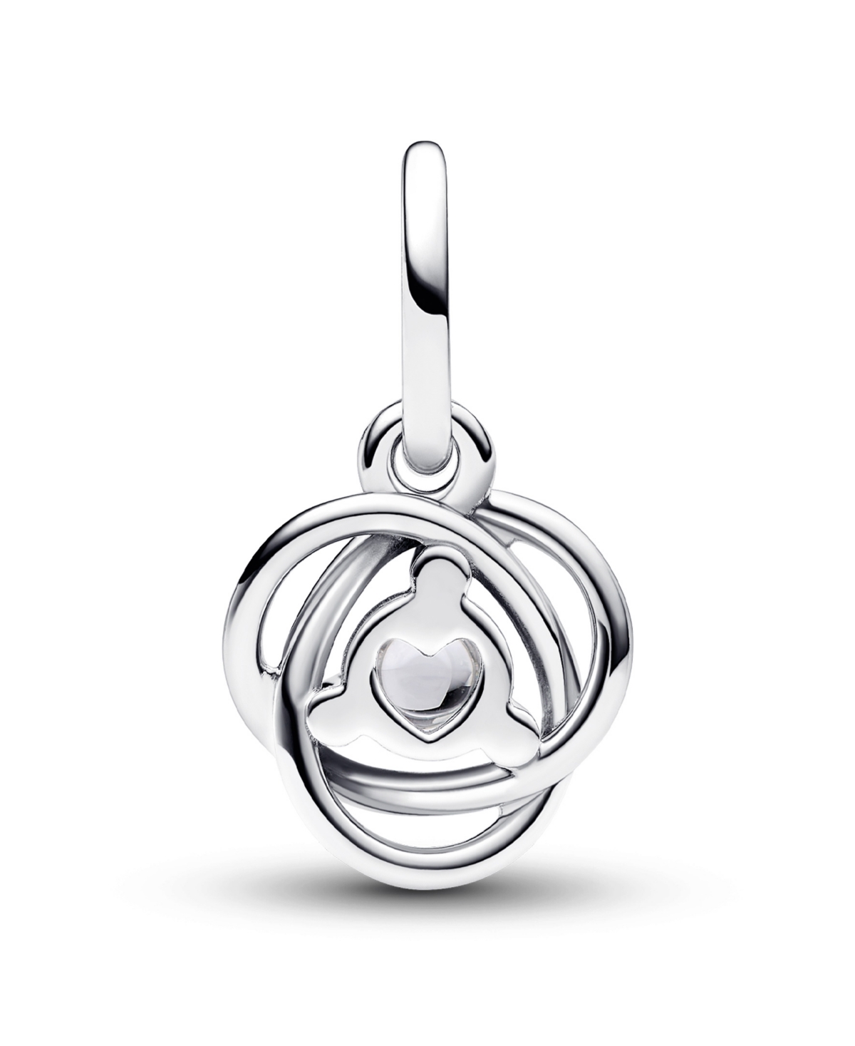 Sterling Silver Birthday Circle Stone Dangle Charm - Silver