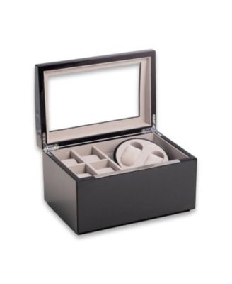 Lacquered Carbon Fiber Finish 2 Watch Winder with Storage for 4 Watches