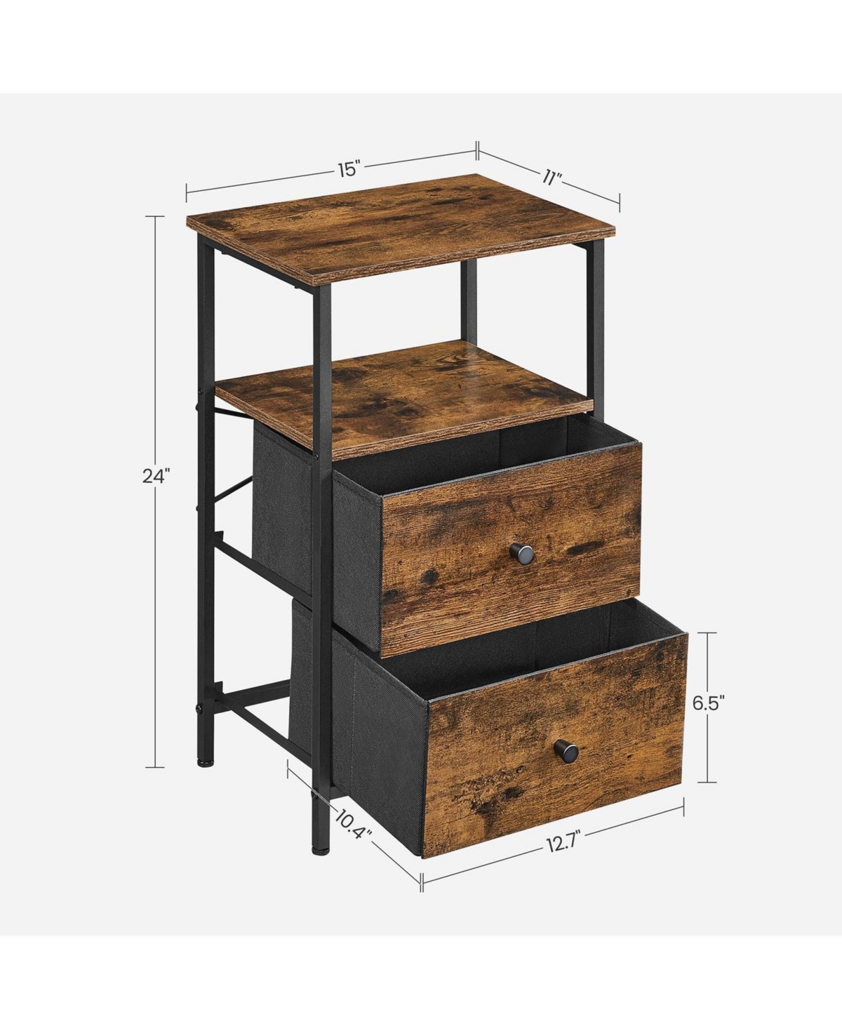 Slickblue Nightstand With 2 Drawers, 2 Drawer Dresser For Bedroom, Side Table With 2 Fabric Drawers