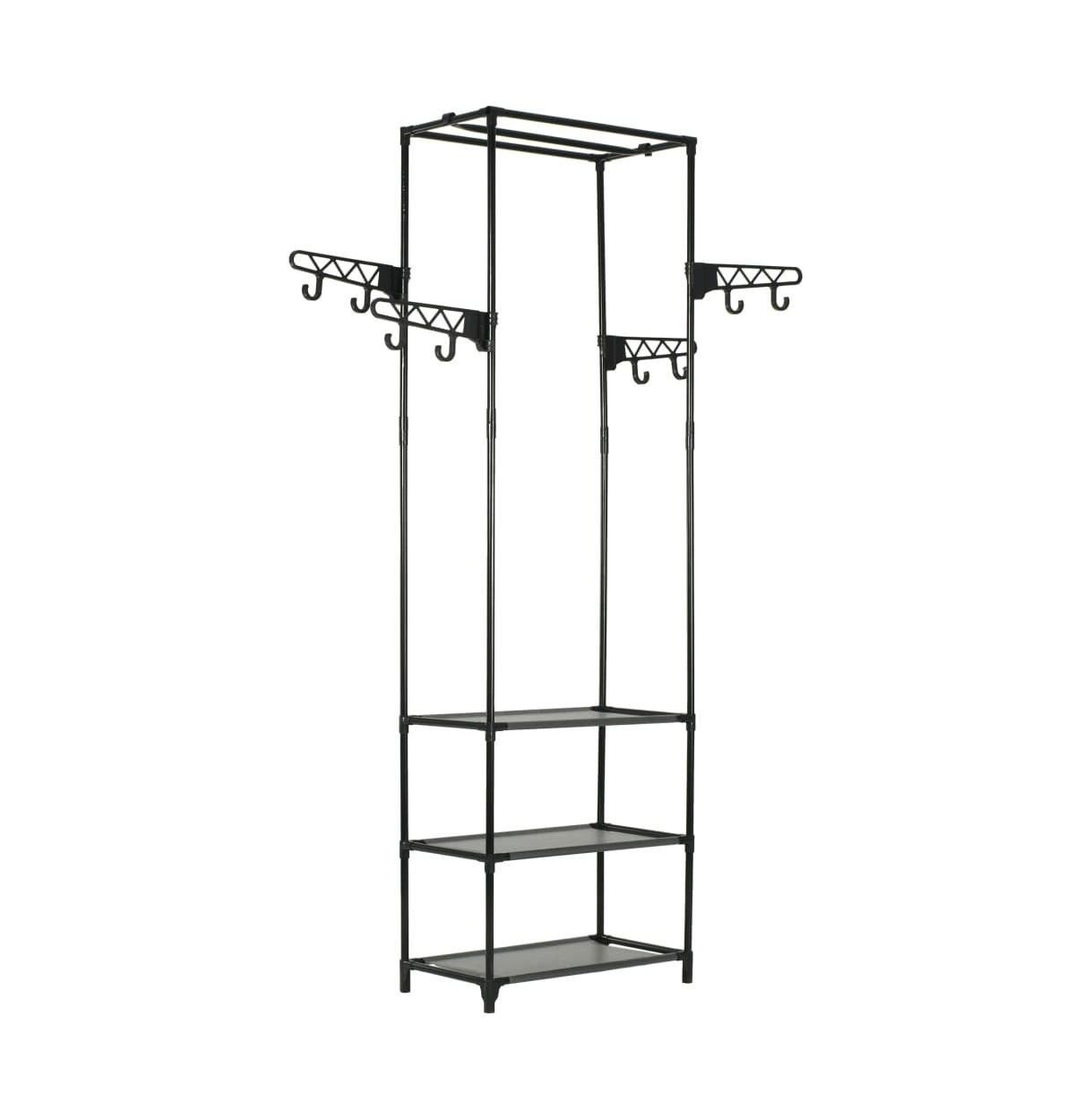 Clothes Rack Steel and Non-woven Fabric 21.7"x11.2"x68.9" Black - Black