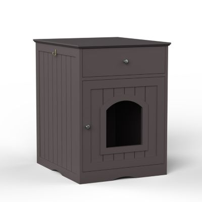 Wooden Pet House with Drawer and Side Table