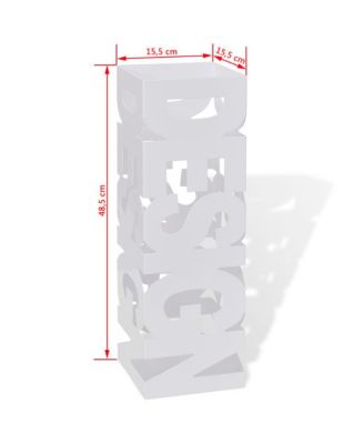 White Square Umbrella Stand Storage Holder Walking Stick Steel 19.1"