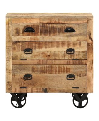 Side Cabinet with Wheel 27.6"x15.7"x29.5" Solid Mango Wood