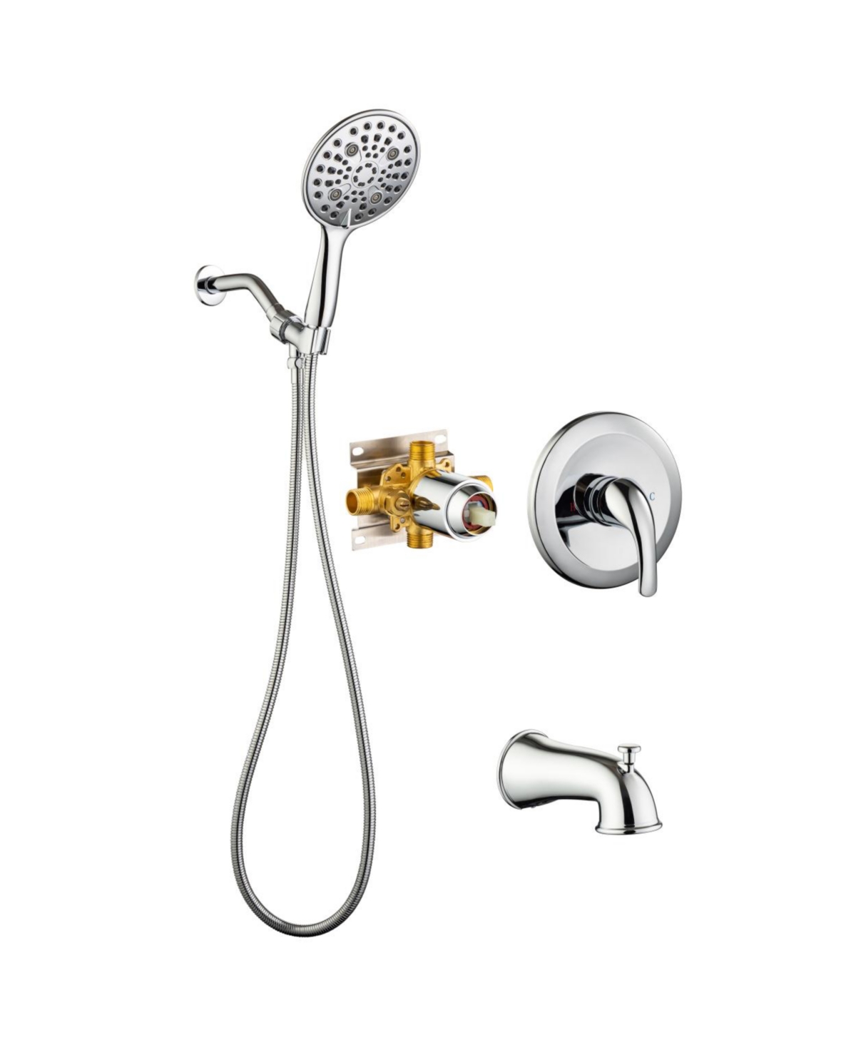6 In. Detachable Handheld Shower Head Shower Faucet Shower System 002 - Silver
