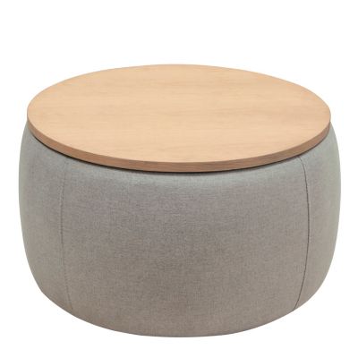 Streamdale Round Storage Ottoman, 2 In 1 Function, Work As End Table And Ottoman