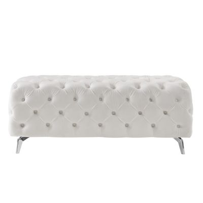  Button-Tufted Velvet Ottoman Bench