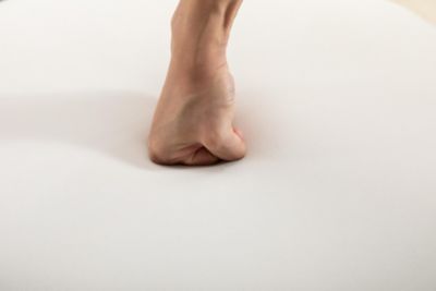 Velvet Round Ottoman with Wooden Shelves