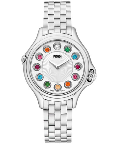 Fendi Timepieces Women's Swiss Crazy Carats Diamond and Multi-Stone (1-3/5 ct. t.w.) Stainless Steel Bracelet Watch 33mm F107024000T05