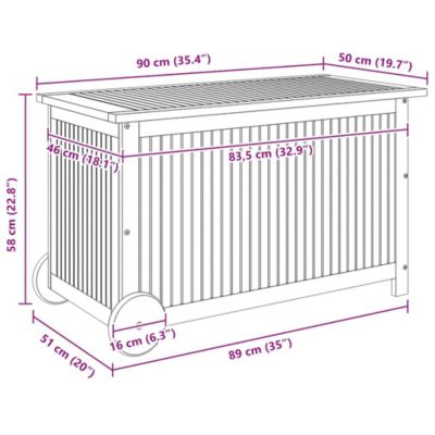 Patio Storage Box with Wheels 35.4"x19.7"x22.8" Solid Wood Acacia