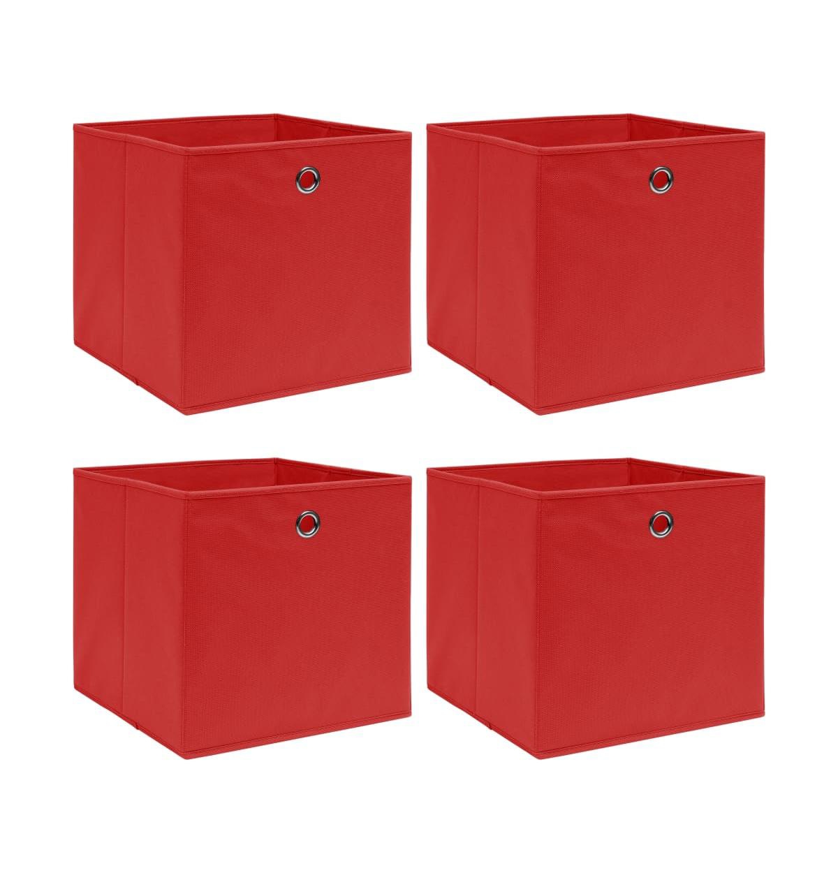 Storage Boxes 4 pcs Red 12.6"x12.6"x12.6" Fabric - Red