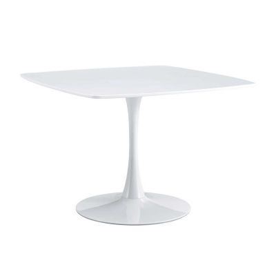 Streamdale 42.1" Mid-Century White Dining Table for 4-6, Round MDF Top