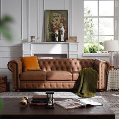 Classic Chesterfield Sofa Faux Leather