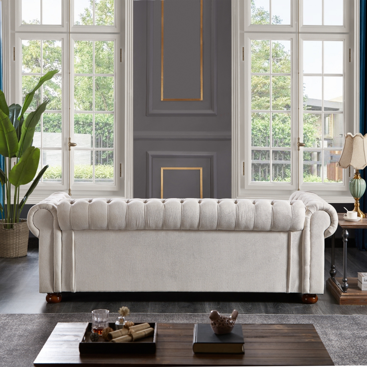 Streamdale Furniture Chesterfield Sofa Linen Fabric