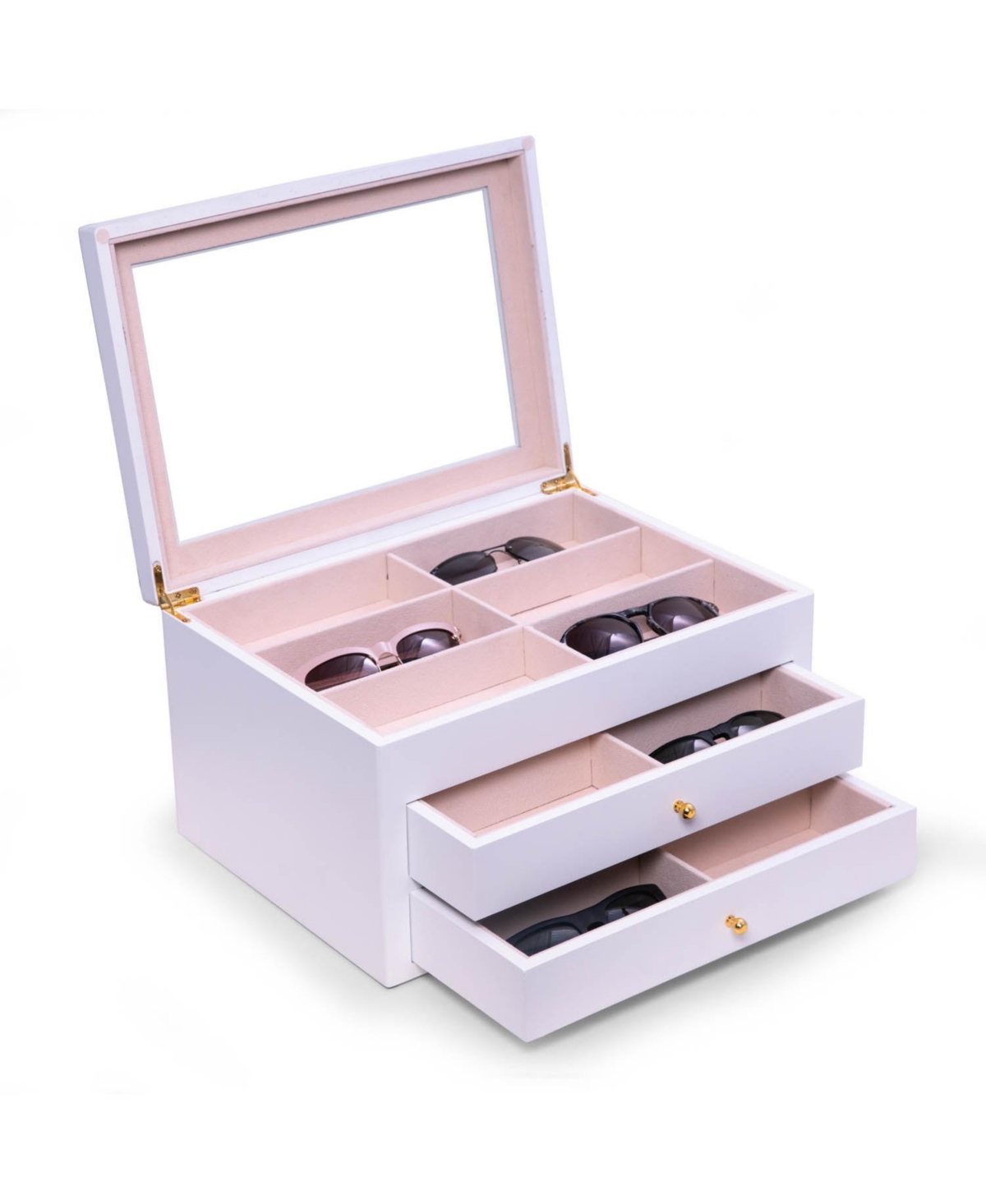 Wood 18 Sunglass Storage Box - White