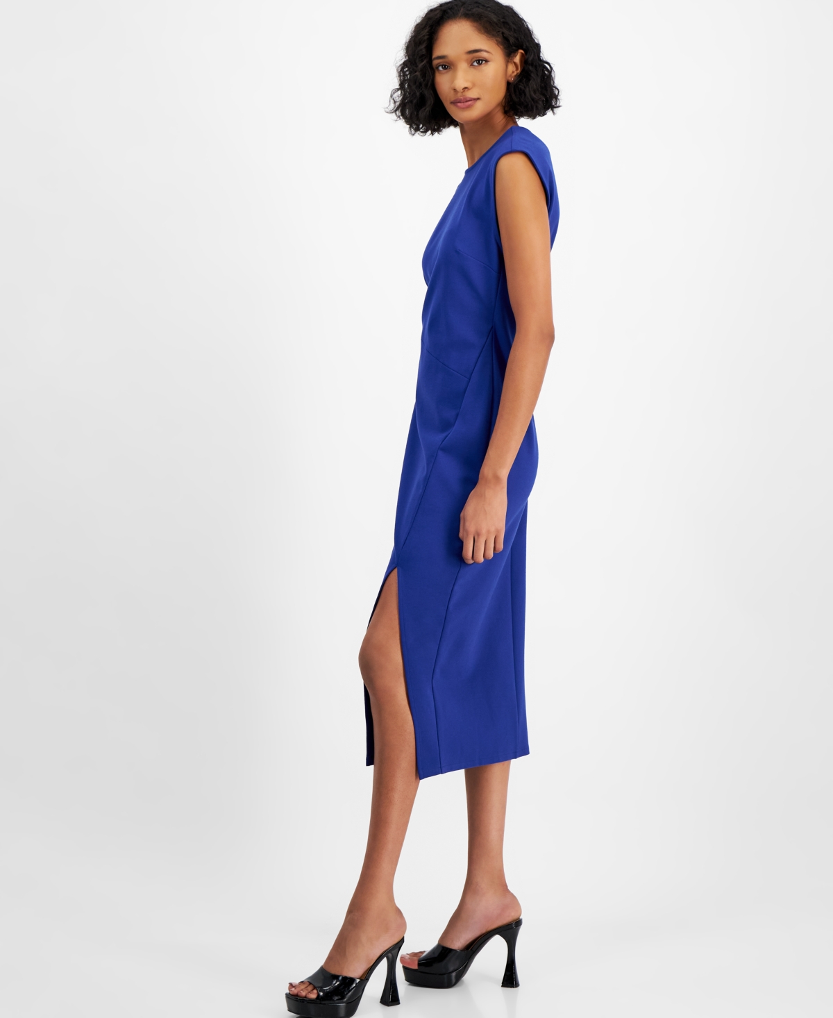 Bar Iii Women's Cap-Sleeve Crewneck Midi Sheath Dress, Created for Macy's