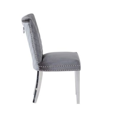 2 Pc  Velvet Fabric & Stainless Steel  Modern Finish  Chair