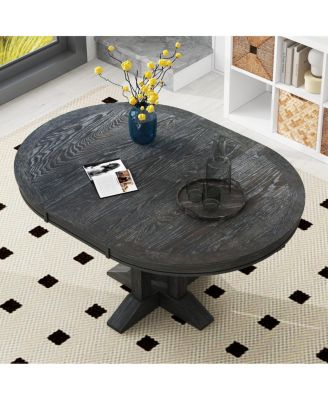Streamdale Farmhouse Round Extendable Dining Table (Natural Wood)