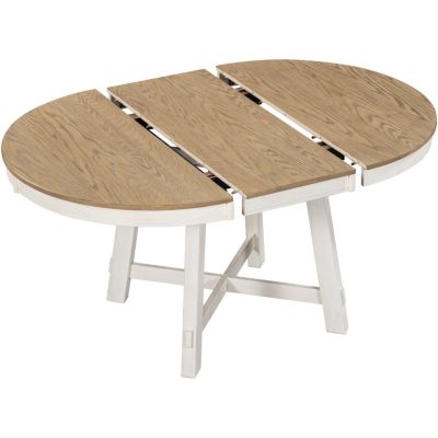 Oak Wood Farmhouse Dining Table with Extendable Leaf