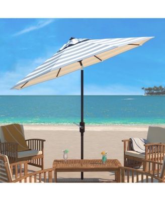 Safavieh Elsa Fashion Line Sonnenschirm – 9 Fuß (ca. 2,7 M), Marine/Weiß, Aluminium & Polyester