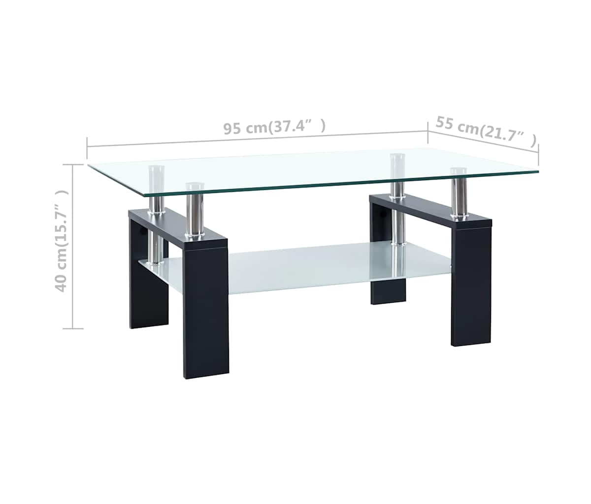 vidaXL Coffee Tableand Transparent 37.4