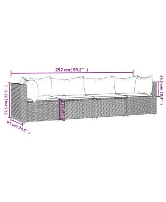 Patio Lounge Set Black and Water Blue PE Rattan, Powder-Coated Steel