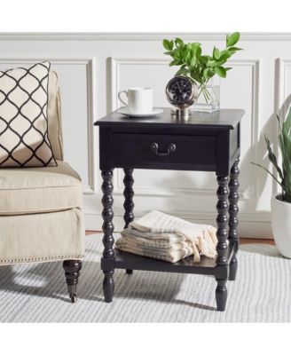 Athena Accent Table with Drawer & Shelf, Farmhouse Style with Ball-Turned Legs for Living Room or Bedroom