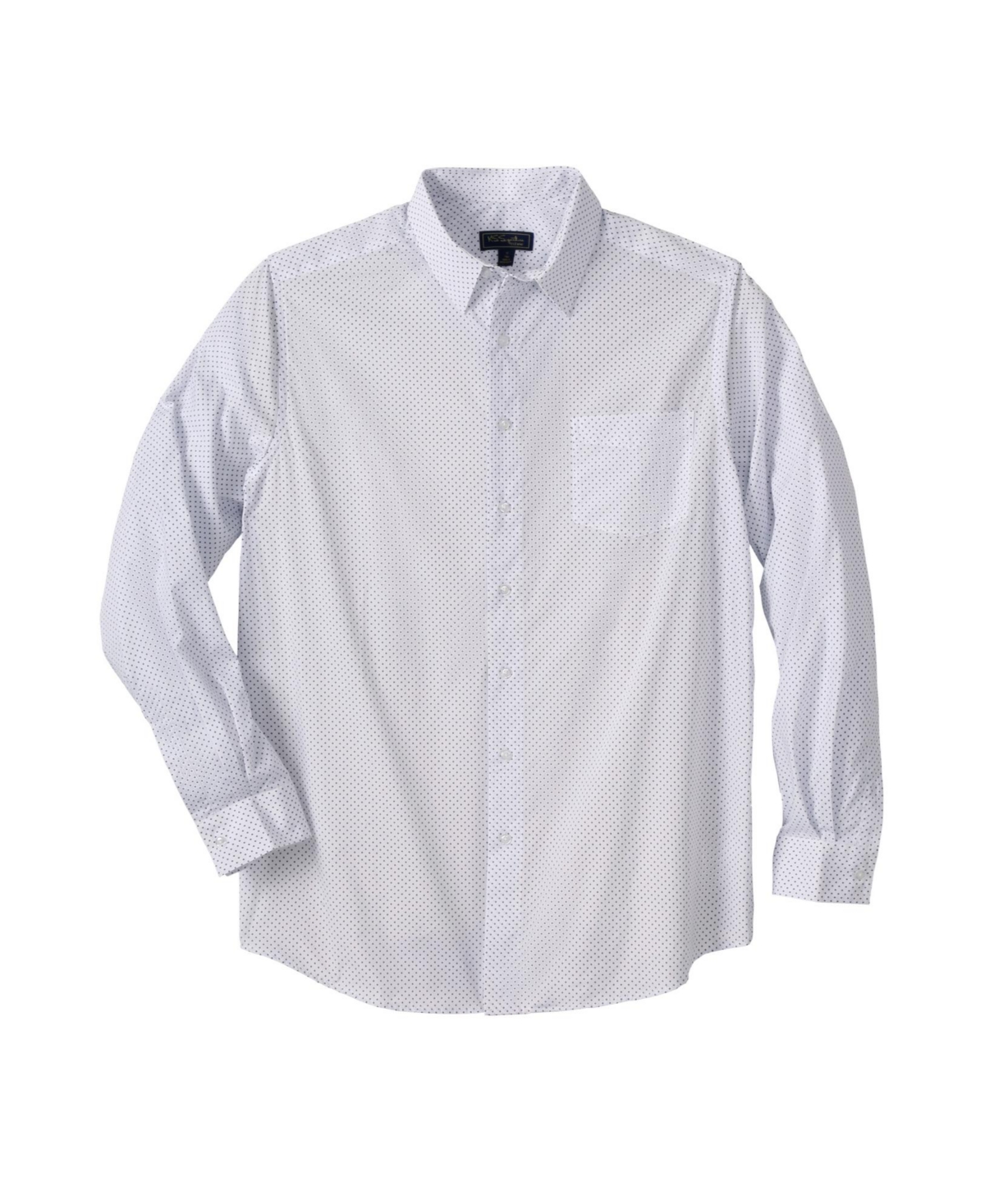 Big & Tall Wrinkle-Free Long-Sleeve Dress Shirt - White navy pindot