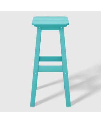 29" HDPE Outdoor Patio Square Backless Bar Stool