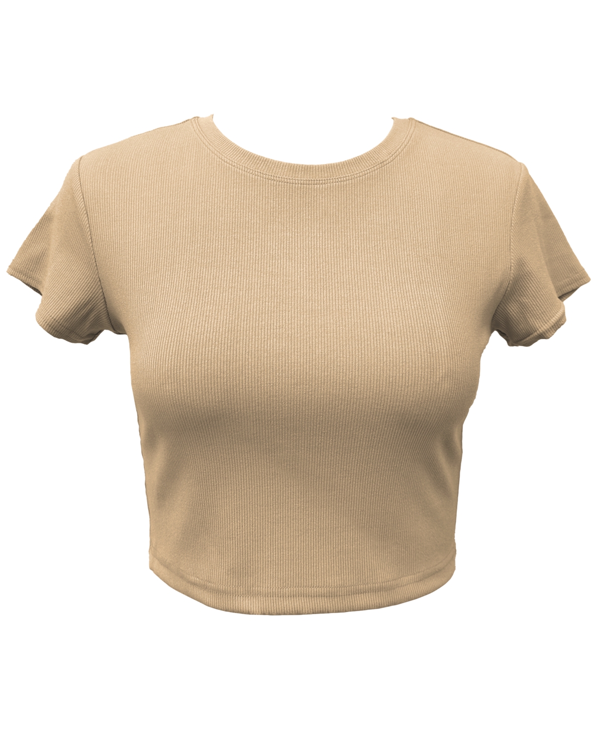 Id Ideology Women's Cropped Rib-knit T-shirt, Created For Macy's In Tan Sand