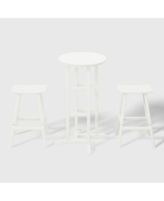 Outdoor Patio Bar Height Table and Bar Stool 3-Piece Dining Set