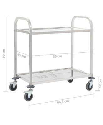 2-Tier Kitchen Trolley 38"x21.7"x35.4" Stainless Steel
